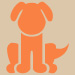 the logomark for Dog Wiggle Sitters - an orange dog sitting on all fours