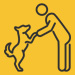 an icon of a dog on its hind legs with a person holding their front paws