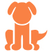 the logomark of Dog Wiggles Training - an orange silhouette of a dog